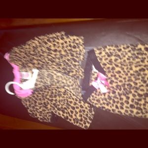 Leopard fleece hoodie and pants set